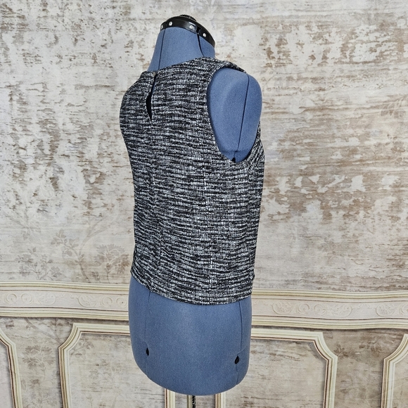 Banana Republic Small Shell Tank Top Black White Blouse Office Career Tweed - Picture 6 of 8